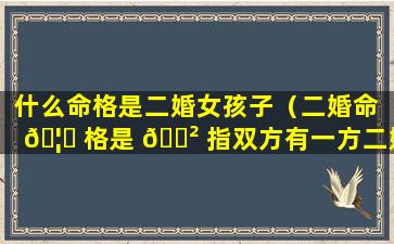 什么命格是二婚女孩子（二婚命 🦉 格是 🌲 指双方有一方二婚吗）